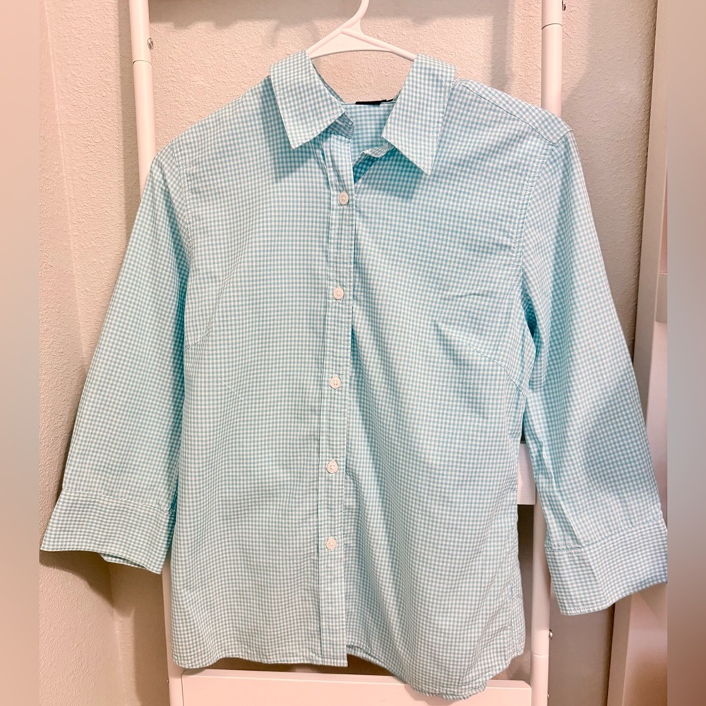GAP Pastel Blue Check Gingham Button-Down Shirt